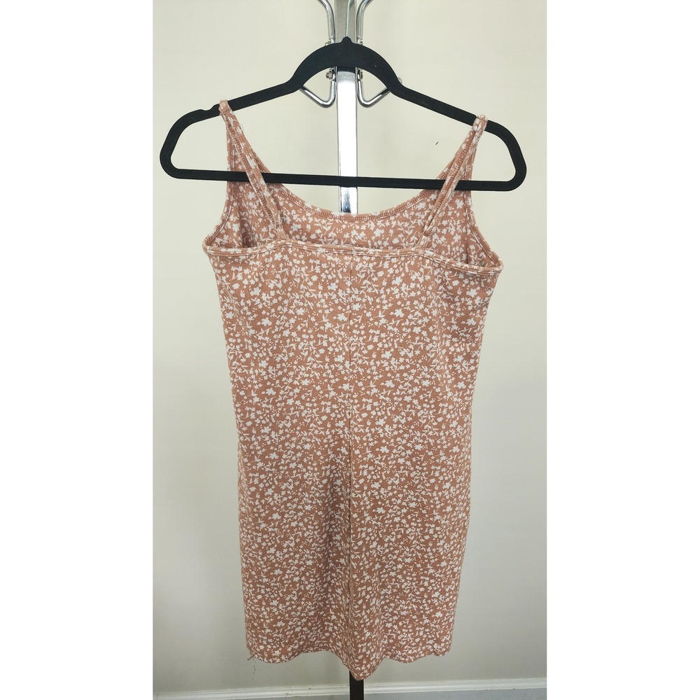 Old Navy Womens XL Cami Mini Dress Rust Orange Floral Ditsy Ribbed Sleeveless - Picture 3 of 7